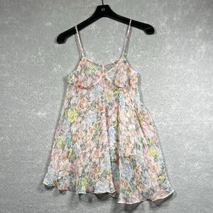 VTG 90s Victoria Secret Floral Roses Babydoll Slip Dress Chiffon Bows Sz Medium